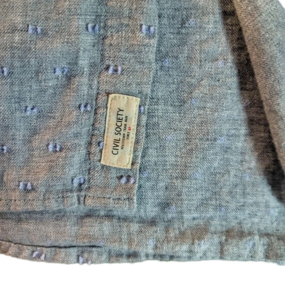 Civil Society / Men's Knit Button Up Shirt / Large / Heather Gray